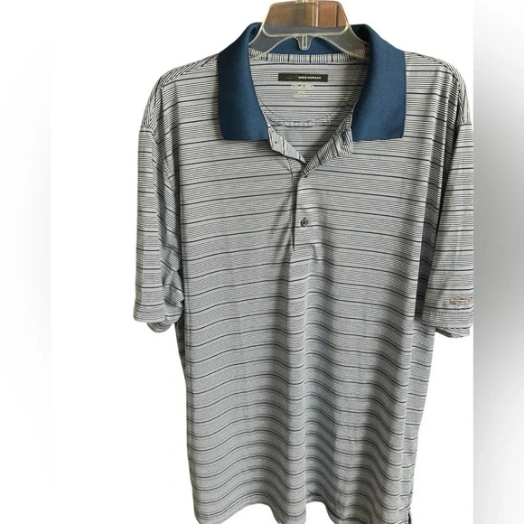 Greg Norman PlayDry Blue White Striped Performance Golf Polo Shirt Men’s Size XL - Picture 1 of 5